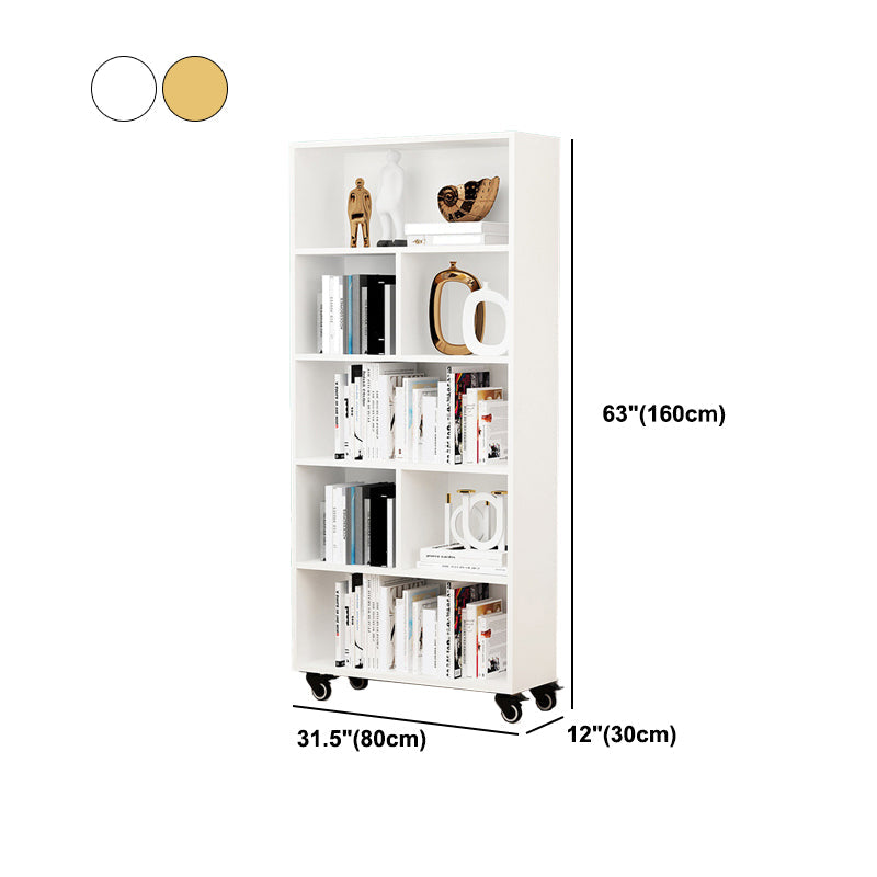 Contemporary Standard Bookcase Vertical Closed Back Bookshelf with Wheels Clearhalo 'Bookcases' 'furn' 'furn_bookcases' 'Furniture' 'Office Furniture' 5172109
