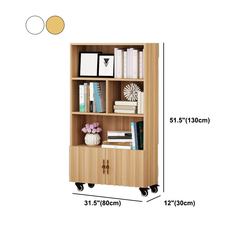 Contemporary Standard Bookcase Vertical Closed Back Bookshelf with Wheels Clearhalo 'Bookcases' 'furn' 'furn_bookcases' 'Furniture' 'Office Furniture' 5172111
