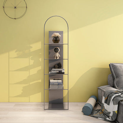 Modern Style Bookshelf Closed Back Metal Bookcase for Living Room 16.5"L x 11.8"W x 65"H Grey