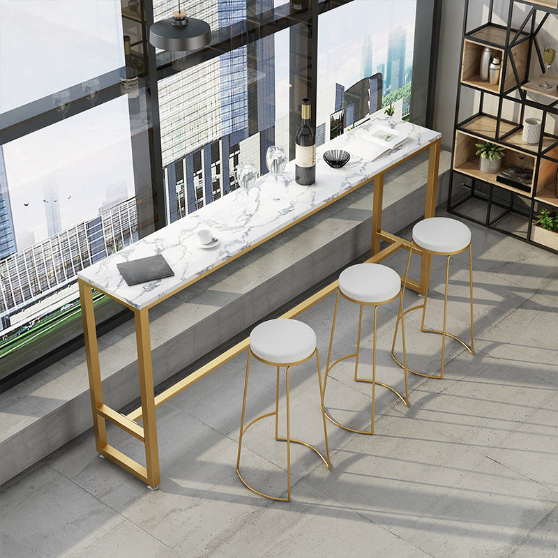 Steen rechthoek bar eettafel eigentijdse balktafel met schroefbasis in goud