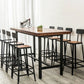 Industrial Rectangle Bar Table Pine Wood Bar Table with Trestle Base in Black