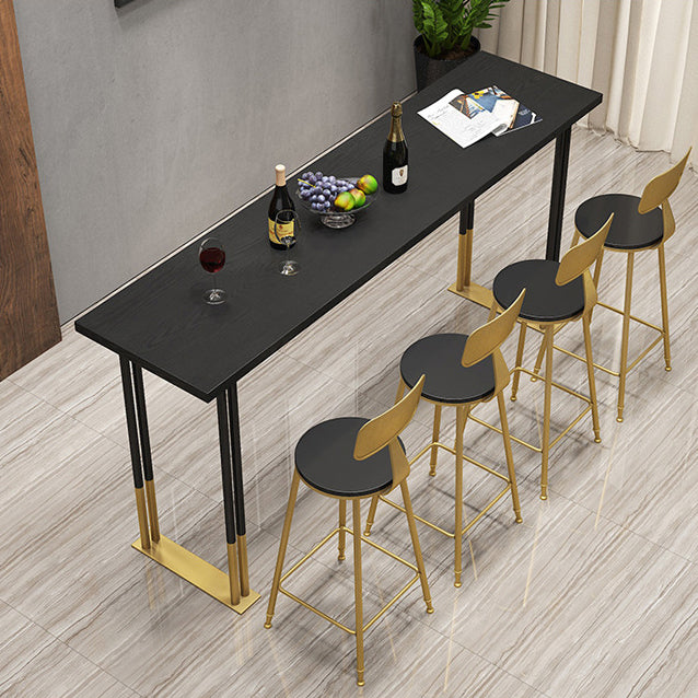 Solid Wood Bar Dining Table Traditional Luxury Bar Table with Sled Base in Gold Clearhalo 'Bar Furniture' 'Bar Tables' 'bar_tables' 'furn' 'furn_bar_tables' 'Furniture' 'Kitchen & Dining Furniture' 5172929