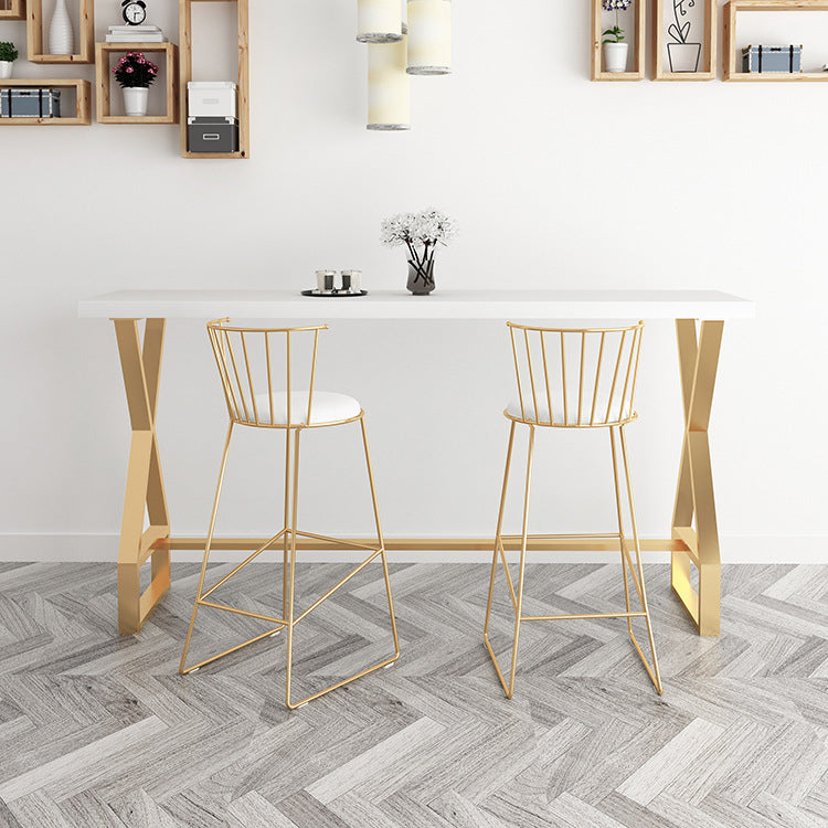 Pine Wood Bar Dining Table Traditional Luxury Rectangle Bar Table with Trestle Base 55.1"L x 15.7"W x 41.3"H Gold Without Chairs Clearhalo 'Bar Furniture' 'Bar Tables' 'bar_tables' 'furn' 'furn_bar_tables' 'Furniture' 'Kitchen & Dining Furniture' 5172936
