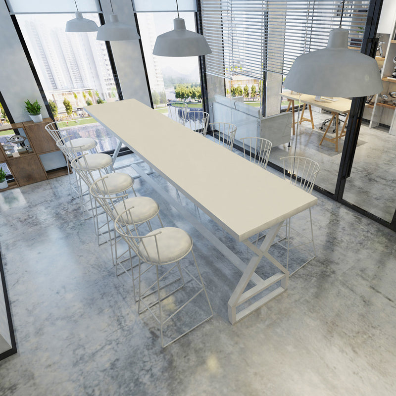 Pine Wood Bar Dining Table Traditional Luxury Rectangle Bar Table with Trestle Base White Without Chairs Clearhalo 'Bar Furniture' 'Bar Tables' 'bar_tables' 'furn' 'furn_bar_tables' 'Furniture' 'Kitchen & Dining Furniture' 5172946