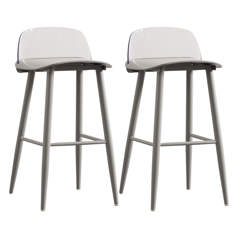 Modern Backrest Armless Counter Stool Iron Cafe Bar Stool with Acrylic Seat and Pedal Light Gray 2 Piece Set Clearhalo 'Bar Furniture' 'Bar Stools' 'bar_stools' 'furn' 'furn_bar_stools' 'Furniture' 'Kitchen & Dining Furniture' 5173098