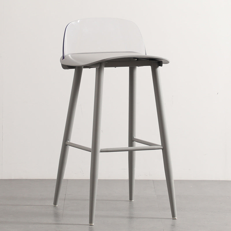 Modern Backrest Armless Counter Stool Iron Cafe Bar Stool with Acrylic Seat and Pedal Clearhalo 'Bar Furniture' 'Bar Stools' 'bar_stools' 'furn' 'furn_bar_stools' 'Furniture' 'Kitchen & Dining Furniture' 5173109