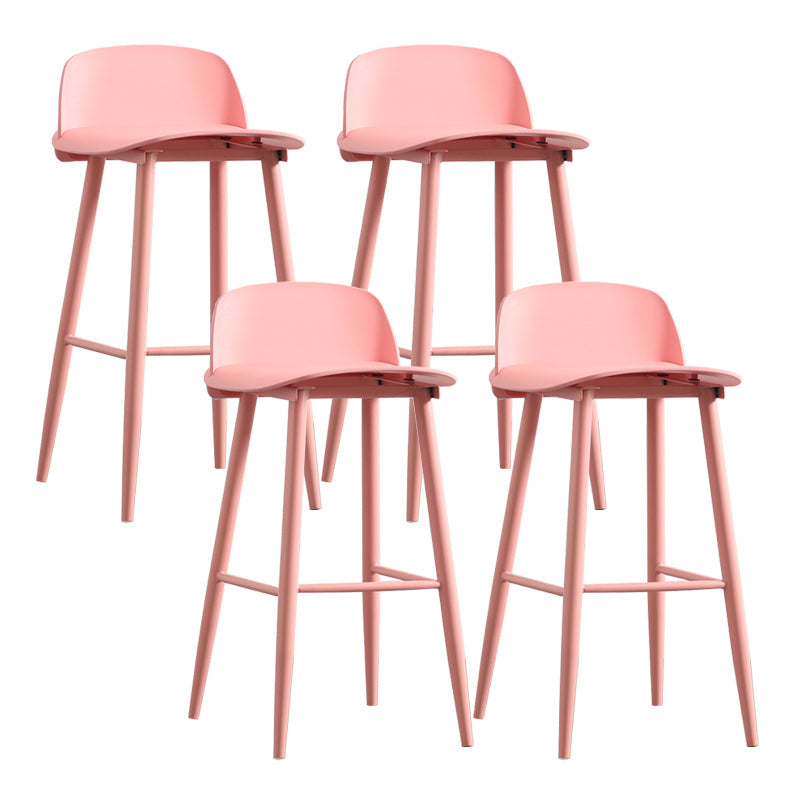 Modern Backrest Armless Counter Stool Iron Cafe Bar Stool with Acrylic Seat and Pedal Pink 4 Piece Set Clearhalo 'Bar Furniture' 'Bar Stools' 'bar_stools' 'furn' 'furn_bar_stools' 'Furniture' 'Kitchen & Dining Furniture' 5173113