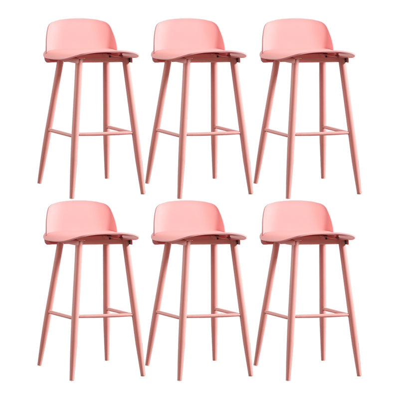 Modern Backrest Armless Counter Stool Iron Cafe Bar Stool with Acrylic Seat and Pedal Pink 6 Piece Set Clearhalo 'Bar Furniture' 'Bar Stools' 'bar_stools' 'furn' 'furn_bar_stools' 'Furniture' 'Kitchen & Dining Furniture' 5173114