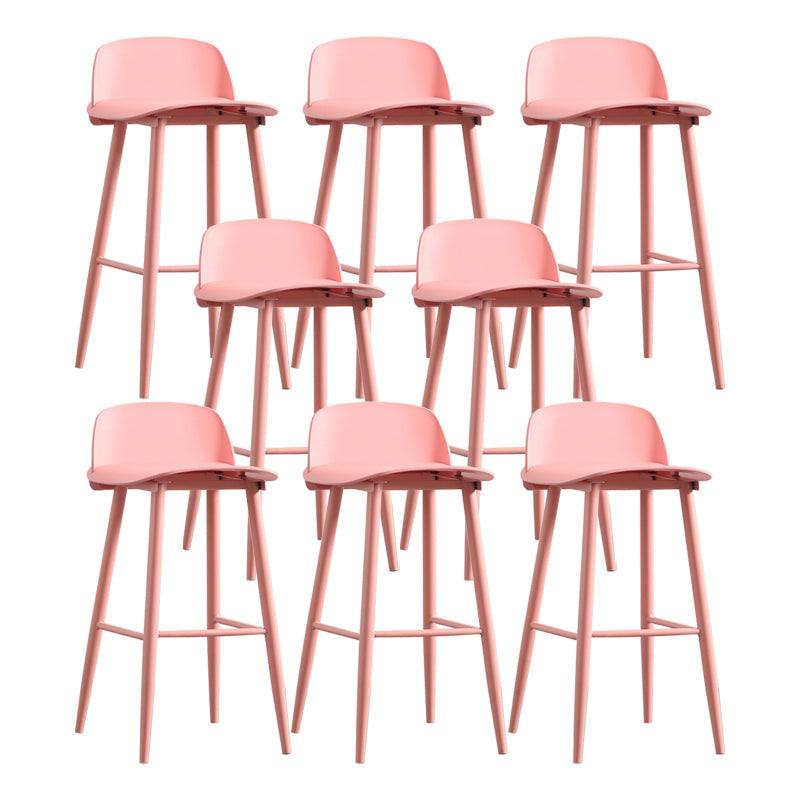 Modern Backrest Armless Counter Stool Iron Cafe Bar Stool with Acrylic Seat and Pedal Pink 8 Piece Set Clearhalo 'Bar Furniture' 'Bar Stools' 'bar_stools' 'furn' 'furn_bar_stools' 'Furniture' 'Kitchen & Dining Furniture' 5173115