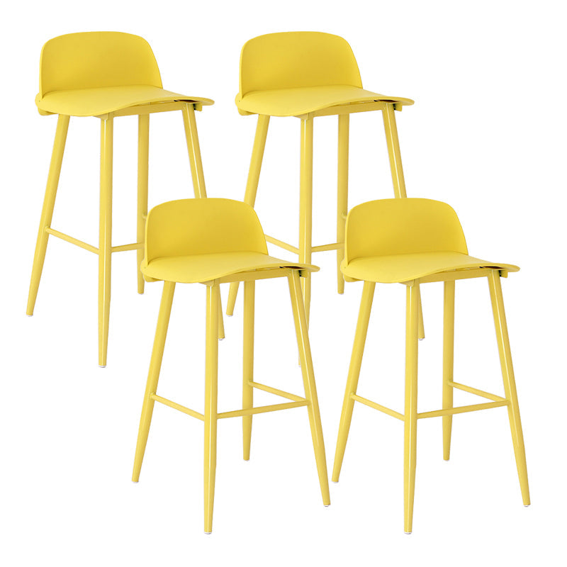 Modern Backrest Armless Counter Stool Iron Cafe Bar Stool with Acrylic Seat and Pedal Yellow 4 Piece Set Clearhalo 'Bar Furniture' 'Bar Stools' 'bar_stools' 'furn' 'furn_bar_stools' 'Furniture' 'Kitchen & Dining Furniture' 5173117