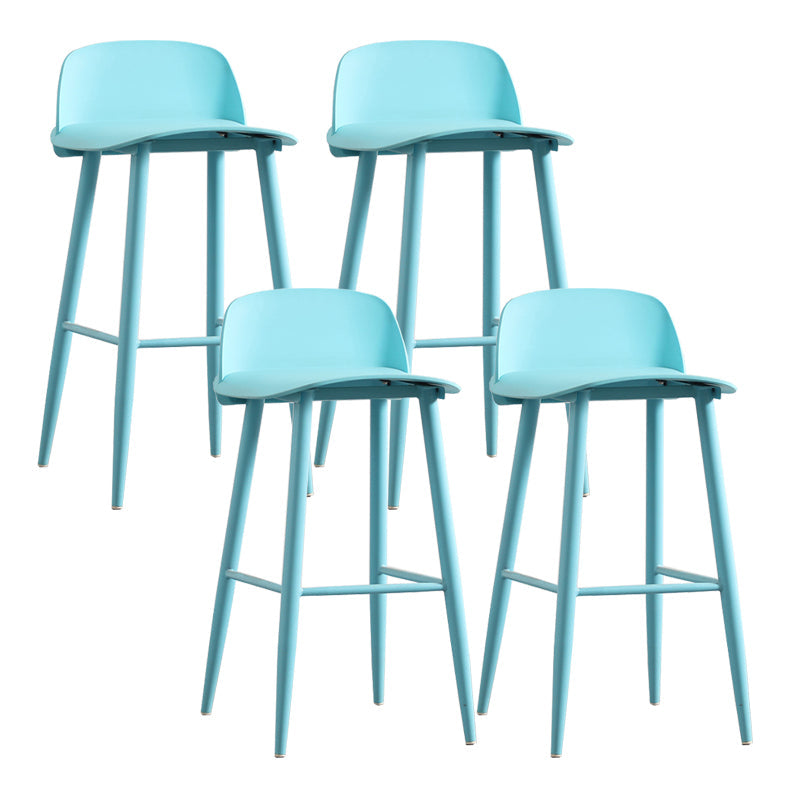 Modern Backrest Armless Counter Stool Iron Cafe Bar Stool with Acrylic Seat and Pedal Blue 4 Piece Set Clearhalo 'Bar Furniture' 'Bar Stools' 'bar_stools' 'furn' 'furn_bar_stools' 'Furniture' 'Kitchen & Dining Furniture' 5173121
