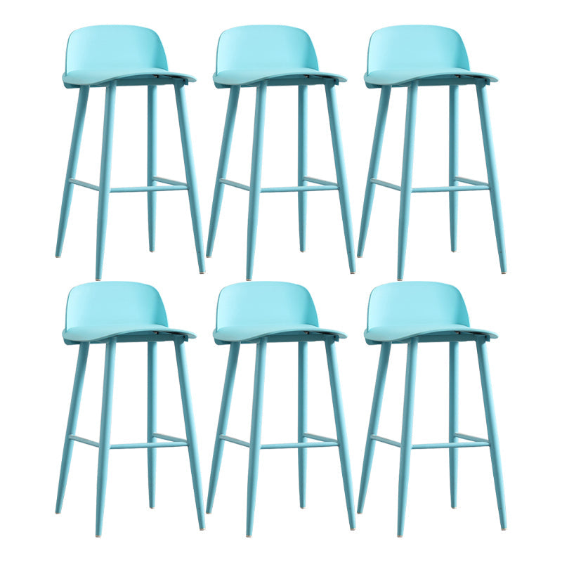 Modern Backrest Armless Counter Stool Iron Cafe Bar Stool with Acrylic Seat and Pedal Blue 6 Piece Set Clearhalo 'Bar Furniture' 'Bar Stools' 'bar_stools' 'furn' 'furn_bar_stools' 'Furniture' 'Kitchen & Dining Furniture' 5173122
