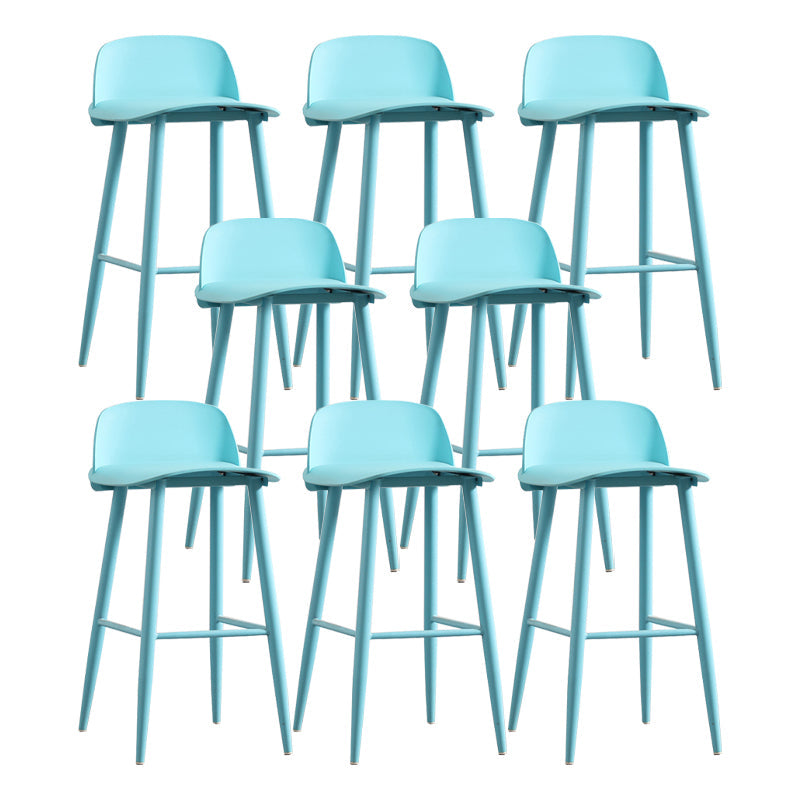 Modern Backrest Armless Counter Stool Iron Cafe Bar Stool with Acrylic Seat and Pedal Blue 8 Piece Set Clearhalo 'Bar Furniture' 'Bar Stools' 'bar_stools' 'furn' 'furn_bar_stools' 'Furniture' 'Kitchen & Dining Furniture' 5173123