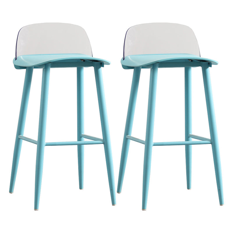 Modern Backrest Armless Counter Stool Iron Cafe Bar Stool with Acrylic Seat and Pedal Light Blue 2 Piece Set Clearhalo 'Bar Furniture' 'Bar Stools' 'bar_stools' 'furn' 'furn_bar_stools' 'Furniture' 'Kitchen & Dining Furniture' 5173124