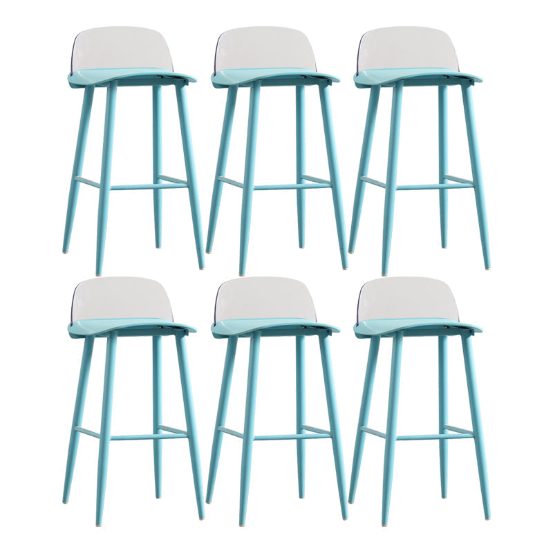 Modern Backrest Armless Counter Stool Iron Cafe Bar Stool with Acrylic Seat and Pedal Light Blue 6 Piece Set Clearhalo 'Bar Furniture' 'Bar Stools' 'bar_stools' 'furn' 'furn_bar_stools' 'Furniture' 'Kitchen & Dining Furniture' 5173126