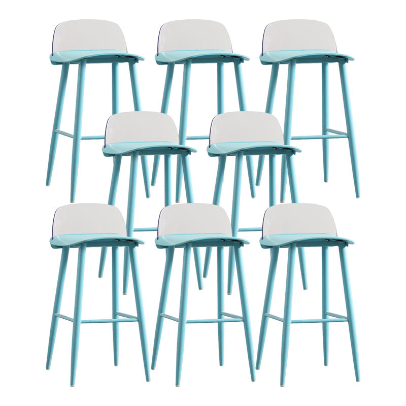 Modern Backrest Armless Counter Stool Iron Cafe Bar Stool with Acrylic Seat and Pedal Light Blue 8 Piece Set Clearhalo 'Bar Furniture' 'Bar Stools' 'bar_stools' 'furn' 'furn_bar_stools' 'Furniture' 'Kitchen & Dining Furniture' 5173127