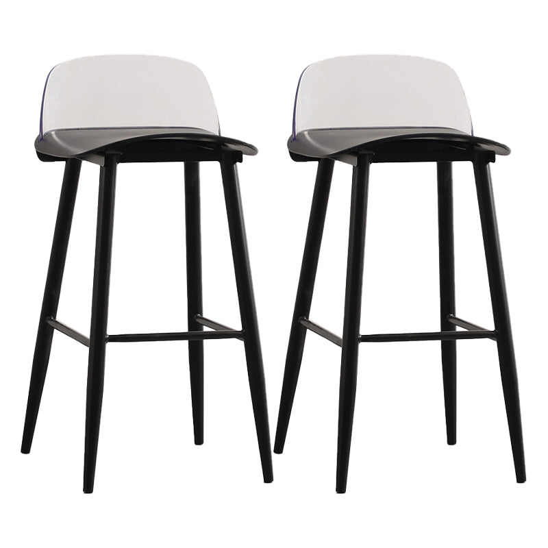 Modern Backrest Armless Counter Stool Iron Cafe Bar Stool with Acrylic Seat and Pedal Gloss Black 2 Piece Set Clearhalo 'Bar Furniture' 'Bar Stools' 'bar_stools' 'furn' 'furn_bar_stools' 'Furniture' 'Kitchen & Dining Furniture' 5173128