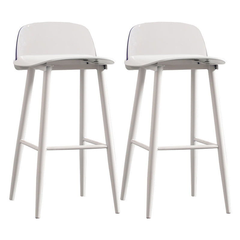 Modern Backrest Armless Counter Stool Iron Cafe Bar Stool with Acrylic Seat and Pedal Gloss White 2 Piece Set Clearhalo 'Bar Furniture' 'Bar Stools' 'bar_stools' 'furn' 'furn_bar_stools' 'Furniture' 'Kitchen & Dining Furniture' 5173132