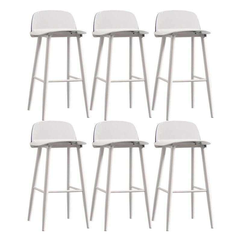 Modern Backrest Armless Counter Stool Iron Cafe Bar Stool with Acrylic Seat and Pedal Gloss White 6 Piece Set Clearhalo 'Bar Furniture' 'Bar Stools' 'bar_stools' 'furn' 'furn_bar_stools' 'Furniture' 'Kitchen & Dining Furniture' 5173134