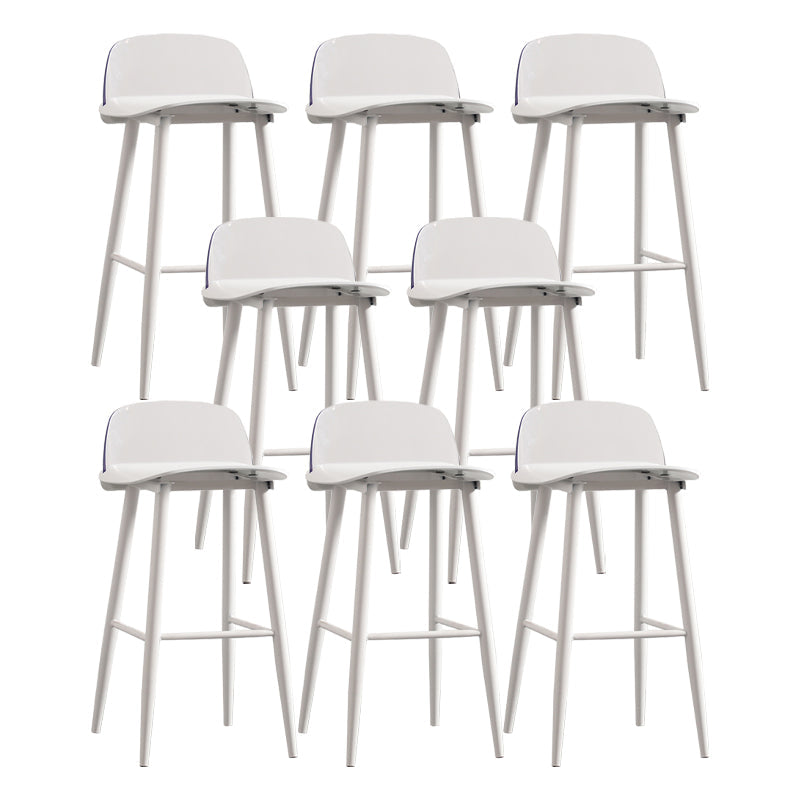 Modern Backrest Armless Counter Stool Iron Cafe Bar Stool with Acrylic Seat and Pedal Gloss White 8 Piece Set Clearhalo 'Bar Furniture' 'Bar Stools' 'bar_stools' 'furn' 'furn_bar_stools' 'Furniture' 'Kitchen & Dining Furniture' 5173135