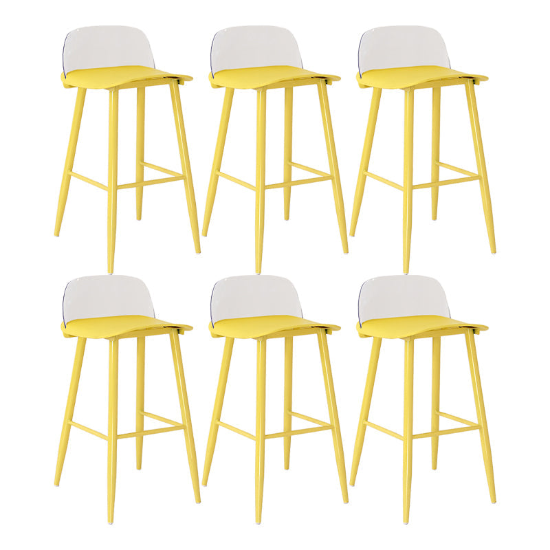 Modern Backrest Armless Counter Stool Iron Cafe Bar Stool with Acrylic Seat and Pedal Light Yellow 6 Piece Set Clearhalo 'Bar Furniture' 'Bar Stools' 'bar_stools' 'furn' 'furn_bar_stools' 'Furniture' 'Kitchen & Dining Furniture' 5173138