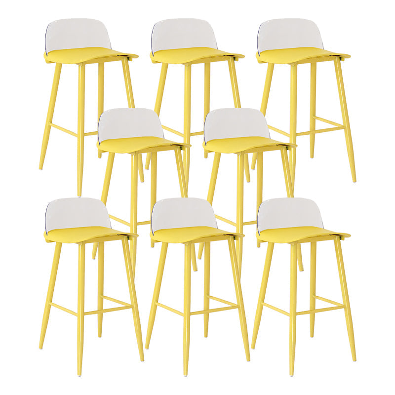 Modern Backrest Armless Counter Stool Iron Cafe Bar Stool with Acrylic Seat and Pedal Light Yellow 8 Piece Set Clearhalo 'Bar Furniture' 'Bar Stools' 'bar_stools' 'furn' 'furn_bar_stools' 'Furniture' 'Kitchen & Dining Furniture' 5173139