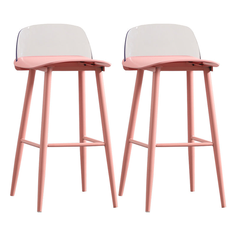 Modern Backrest Armless Counter Stool Iron Cafe Bar Stool with Acrylic Seat and Pedal Light Pink 2 Piece Set Clearhalo 'Bar Furniture' 'Bar Stools' 'bar_stools' 'furn' 'furn_bar_stools' 'Furniture' 'Kitchen & Dining Furniture' 5173140