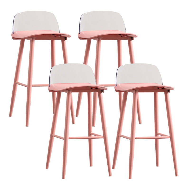 Modern Backrest Armless Counter Stool Iron Cafe Bar Stool with Acrylic Seat and Pedal Light Pink 4 Piece Set Clearhalo 'Bar Furniture' 'Bar Stools' 'bar_stools' 'furn' 'furn_bar_stools' 'Furniture' 'Kitchen & Dining Furniture' 5173141
