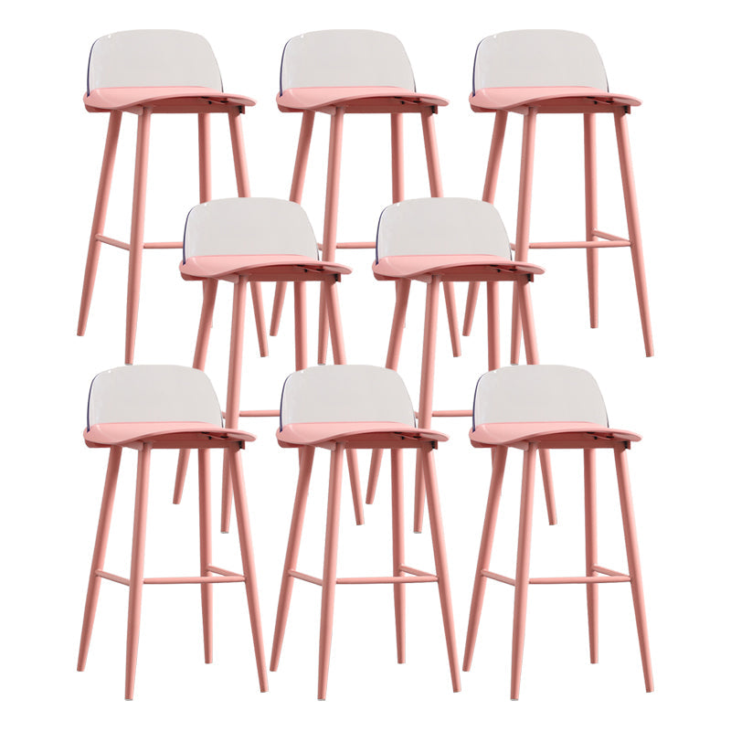 Modern Backrest Armless Counter Stool Iron Cafe Bar Stool with Acrylic Seat and Pedal Light Pink 8 Piece Set Clearhalo 'Bar Furniture' 'Bar Stools' 'bar_stools' 'furn' 'furn_bar_stools' 'Furniture' 'Kitchen & Dining Furniture' 5173143