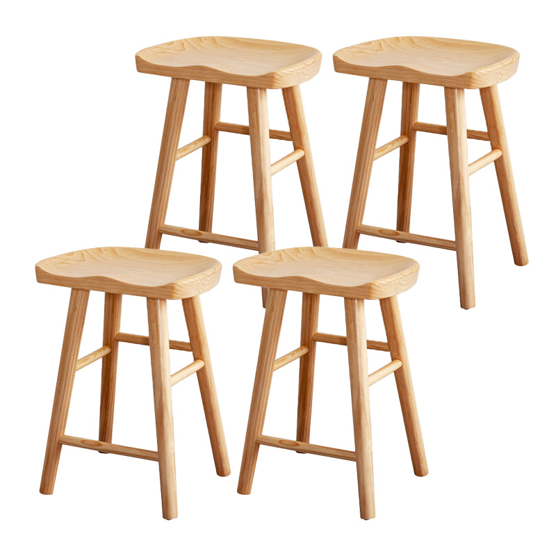 Modern Armless Backless Counter Stool Wood Cashier Bar Stool with Seat and Pedal Wood 4 Piece Set Clearhalo 'Bar Furniture' 'Bar Stools' 'bar_stools' 'furn' 'furn_bar_stools' 'Furniture' 'Kitchen & Dining Furniture' 5173150