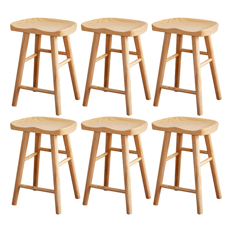 Modern Armless Backless Counter Stool Wood Cashier Bar Stool with Seat and Pedal Wood 6 Piece Set Clearhalo 'Bar Furniture' 'Bar Stools' 'bar_stools' 'furn' 'furn_bar_stools' 'Furniture' 'Kitchen & Dining Furniture' 5173153