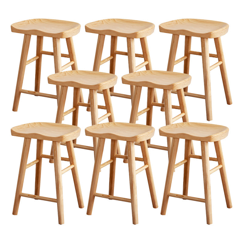 Modern Armless Backless Counter Stool Wood Cashier Bar Stool with Seat and Pedal Wood 8 Piece Set Clearhalo 'Bar Furniture' 'Bar Stools' 'bar_stools' 'furn' 'furn_bar_stools' 'Furniture' 'Kitchen & Dining Furniture' 5173154