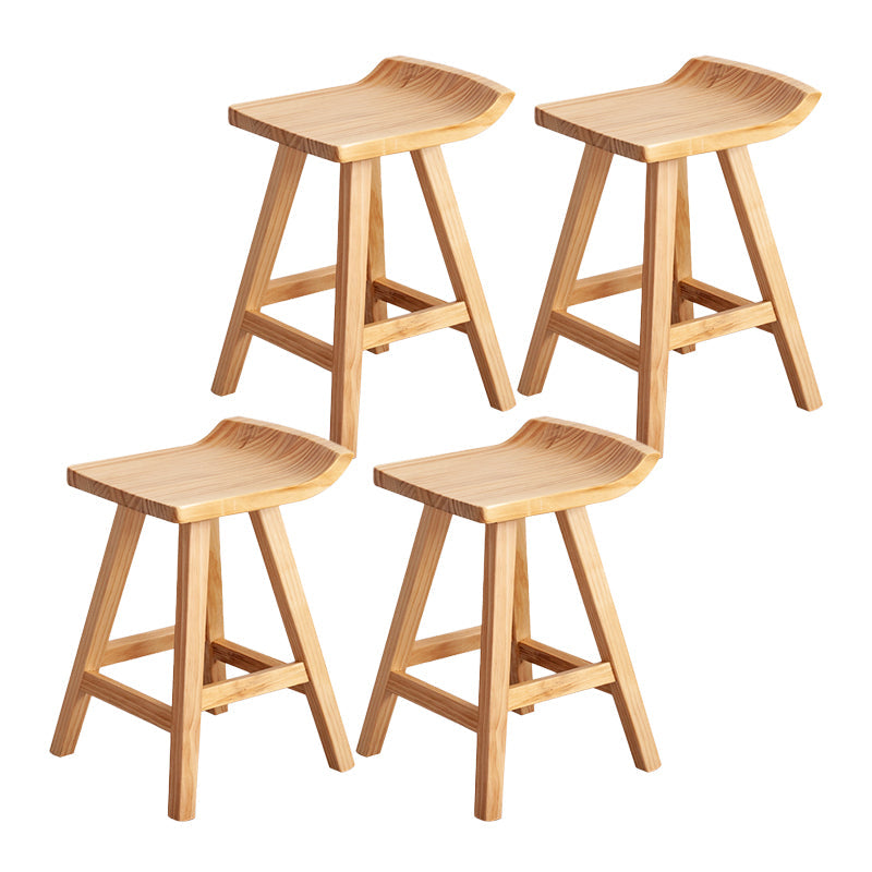 Modern Armless Backless Counter Stool Wood Cashier Bar Stool with Seat and Pedal Light Brown 4 Piece Set Clearhalo 'Bar Furniture' 'Bar Stools' 'bar_stools' 'furn' 'furn_bar_stools' 'Furniture' 'Kitchen & Dining Furniture' 5173159