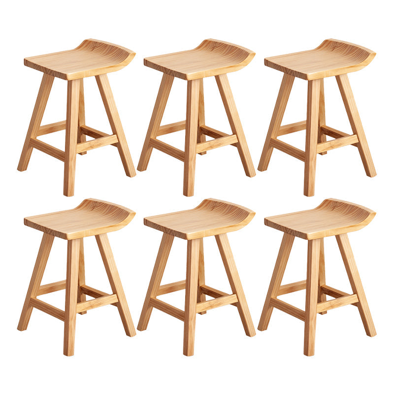 Modern Armless Backless Counter Stool Wood Cashier Bar Stool with Seat and Pedal Light Brown 6 Piece Set Clearhalo 'Bar Furniture' 'Bar Stools' 'bar_stools' 'furn' 'furn_bar_stools' 'Furniture' 'Kitchen & Dining Furniture' 5173161