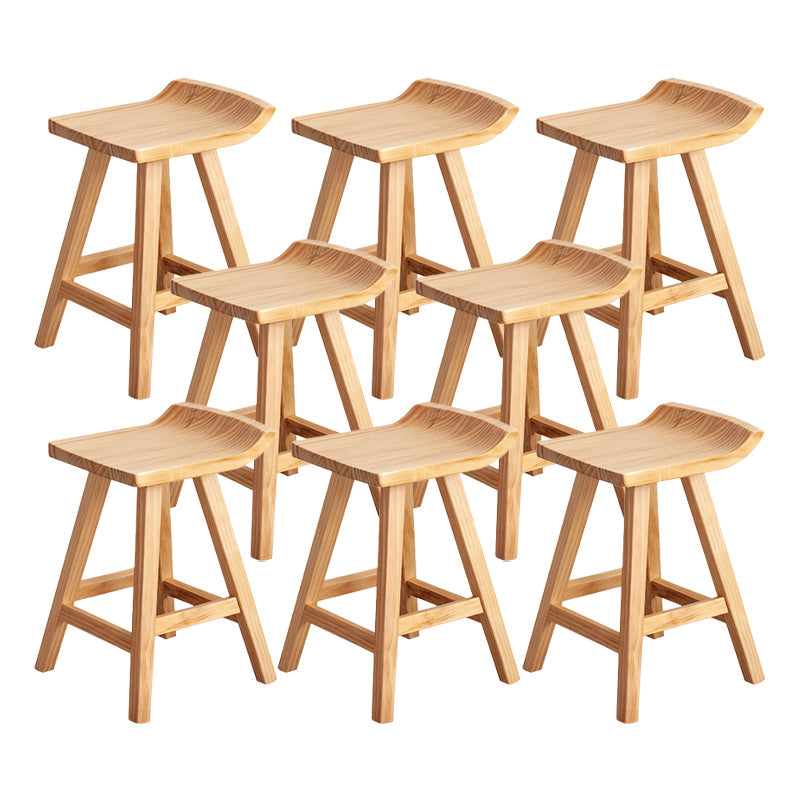 Modern Armless Backless Counter Stool Wood Cashier Bar Stool with Seat and Pedal Light Brown 8 Piece Set Clearhalo 'Bar Furniture' 'Bar Stools' 'bar_stools' 'furn' 'furn_bar_stools' 'Furniture' 'Kitchen & Dining Furniture' 5173162