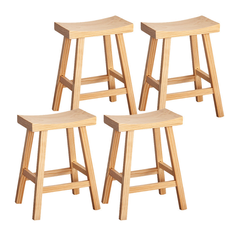 Modern Armless Backless Counter Stool Wood Cashier Bar Stool with Seat and Pedal Natural 4 Piece Set Clearhalo 'Bar Furniture' 'Bar Stools' 'bar_stools' 'furn' 'furn_bar_stools' 'Furniture' 'Kitchen & Dining Furniture' 5173167