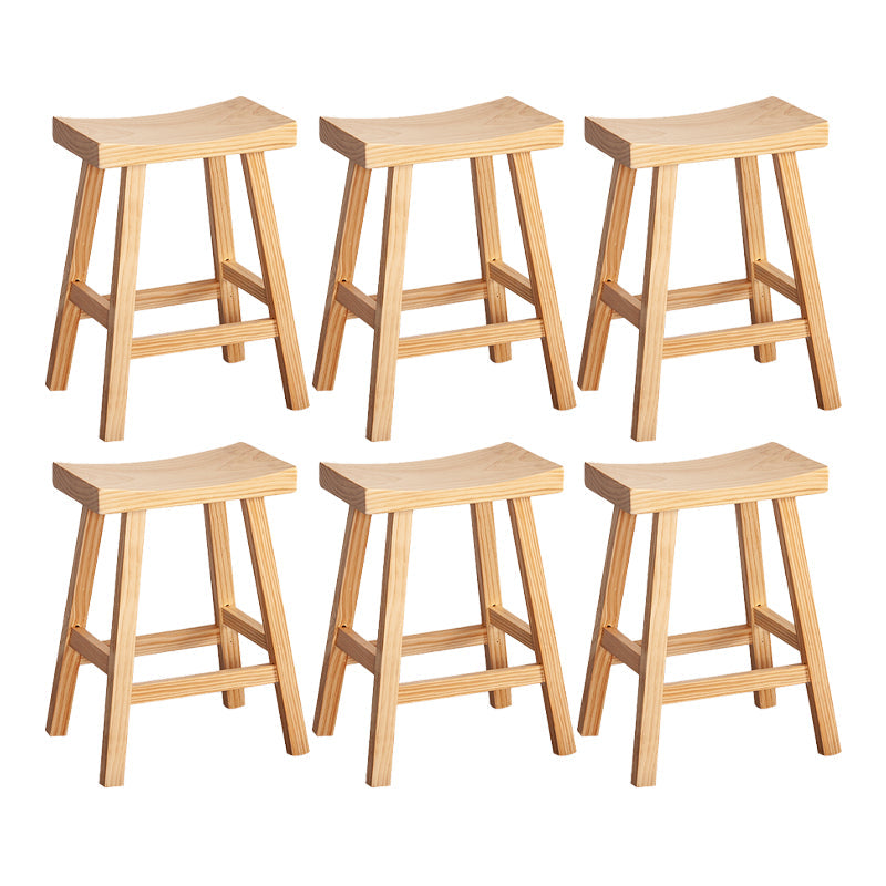Modern Armless Backless Counter Stool Wood Cashier Bar Stool with Seat and Pedal Natural 6 Piece Set Clearhalo 'Bar Furniture' 'Bar Stools' 'bar_stools' 'furn' 'furn_bar_stools' 'Furniture' 'Kitchen & Dining Furniture' 5173168