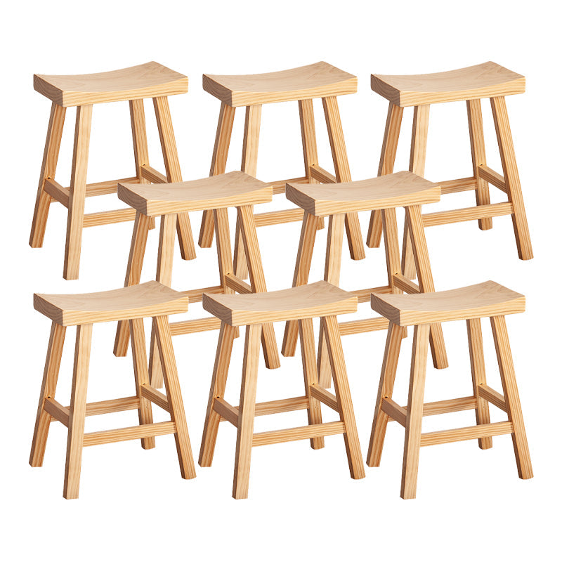 Modern Armless Backless Counter Stool Wood Cashier Bar Stool with Seat and Pedal Natural 8 Piece Set Clearhalo 'Bar Furniture' 'Bar Stools' 'bar_stools' 'furn' 'furn_bar_stools' 'Furniture' 'Kitchen & Dining Furniture' 5173170