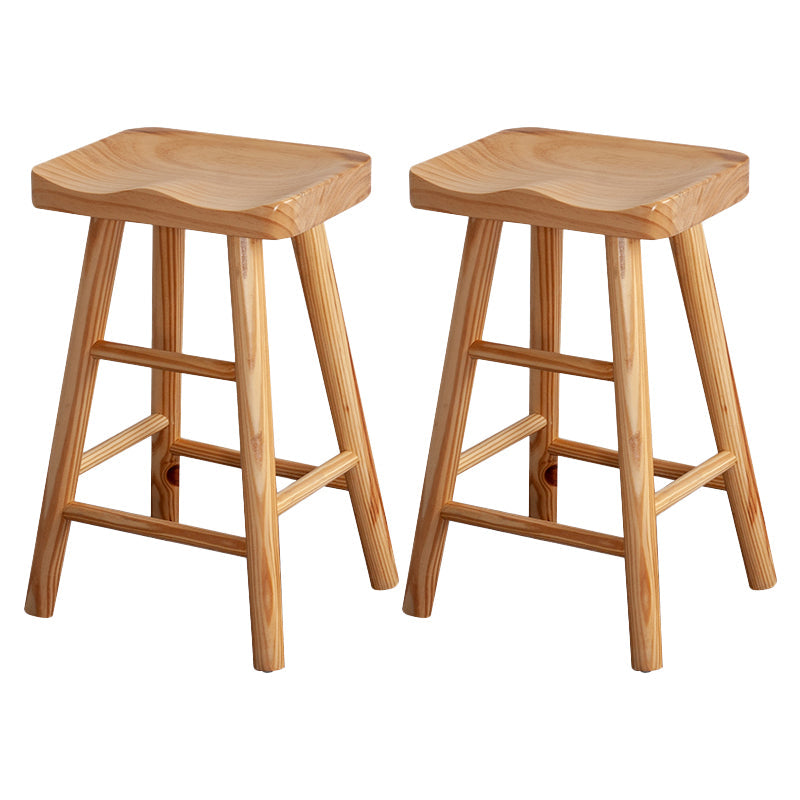 Modern Armless Backless Counter Stool Wood Cashier Bar Stool with Seat and Pedal Natural White 2 Piece Set Clearhalo 'Bar Furniture' 'Bar Stools' 'bar_stools' 'furn' 'furn_bar_stools' 'Furniture' 'Kitchen & Dining Furniture' 5173172