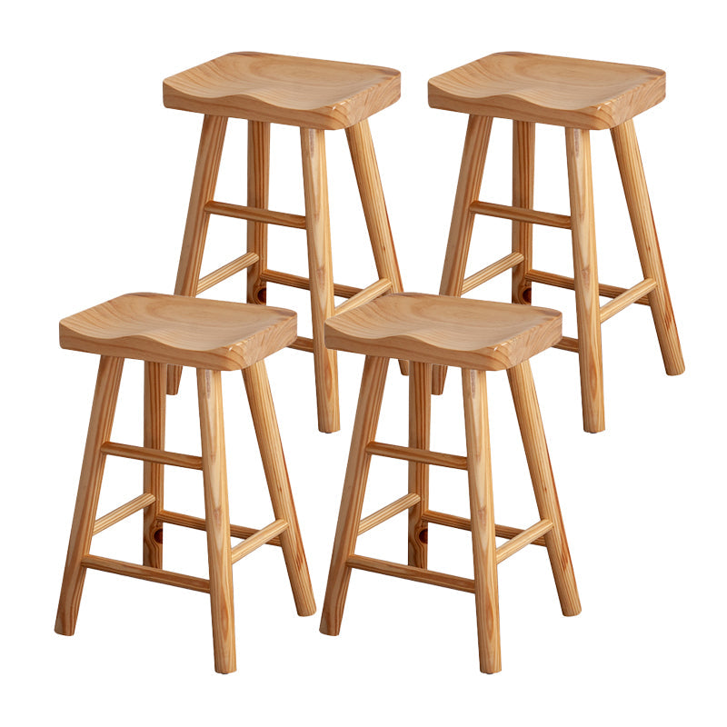 Modern Armless Backless Counter Stool Wood Cashier Bar Stool with Seat and Pedal Natural White 4 Piece Set Clearhalo 'Bar Furniture' 'Bar Stools' 'bar_stools' 'furn' 'furn_bar_stools' 'Furniture' 'Kitchen & Dining Furniture' 5173173