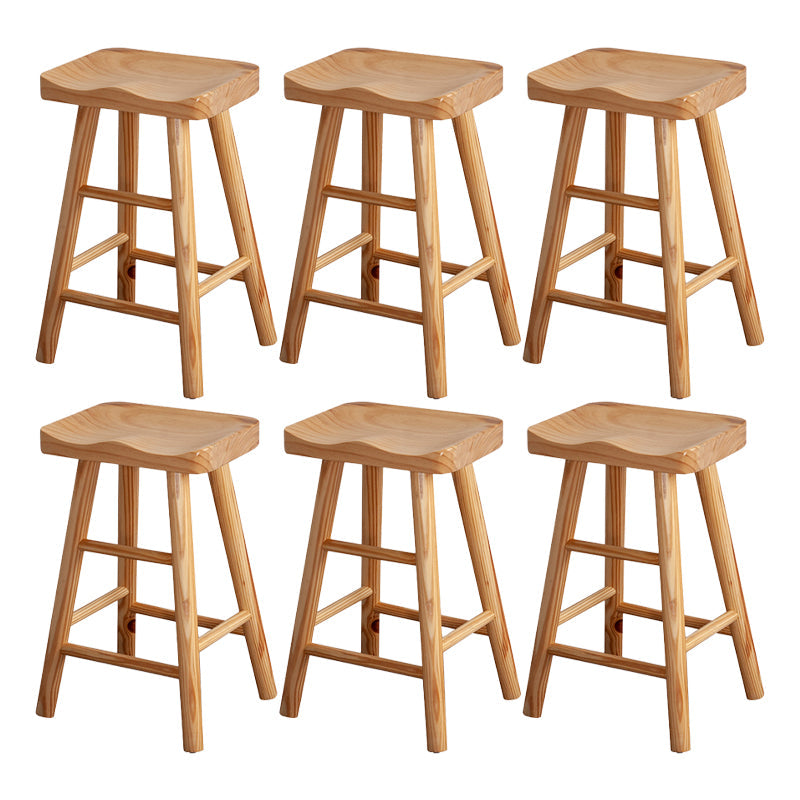 Modern Armless Backless Counter Stool Wood Cashier Bar Stool with Seat and Pedal Natural White 6 Piece Set Clearhalo 'Bar Furniture' 'Bar Stools' 'bar_stools' 'furn' 'furn_bar_stools' 'Furniture' 'Kitchen & Dining Furniture' 5173174