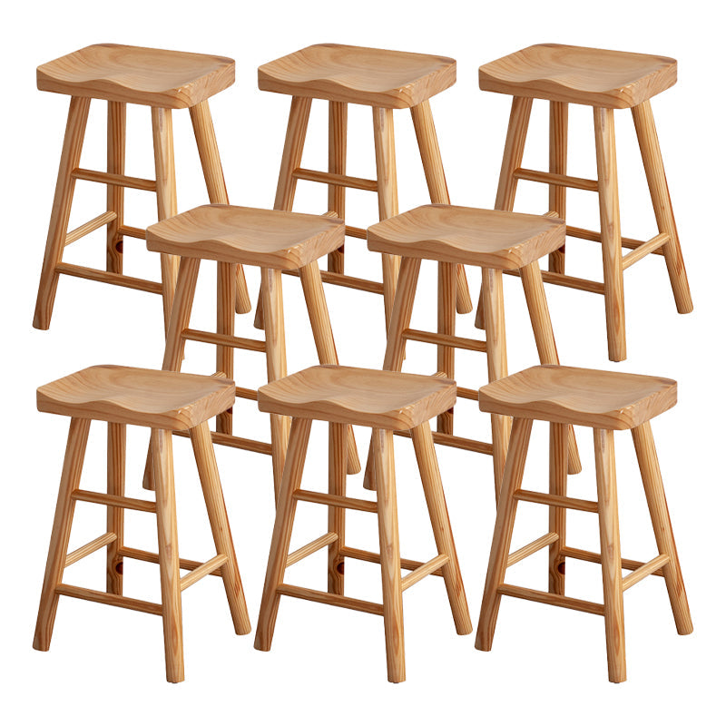 Modern Armless Backless Counter Stool Wood Cashier Bar Stool with Seat and Pedal Natural White 8 Piece Set Clearhalo 'Bar Furniture' 'Bar Stools' 'bar_stools' 'furn' 'furn_bar_stools' 'Furniture' 'Kitchen & Dining Furniture' 5173175