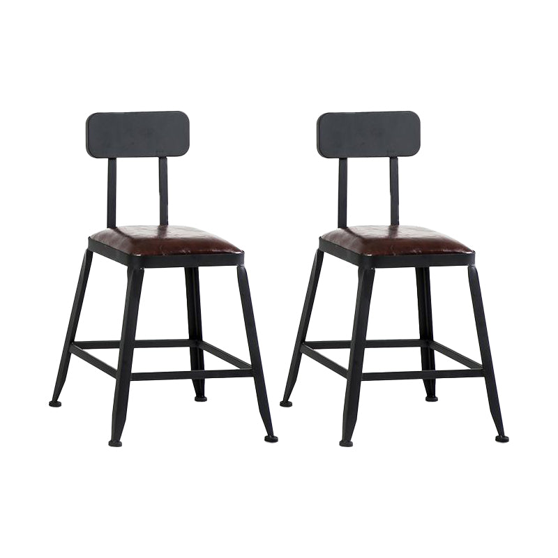 Industrial Armless Counter Stool Iron Milk Tea Shop Bar Stool with Cushion and Pedal With Back 2 Piece Set Short Stool(18"H) Clearhalo 'Bar Furniture' 'Bar Stools' 'bar_stools' 'furn' 'furn_bar_stools' 'Furniture' 'Kitchen & Dining Furniture' 5173193