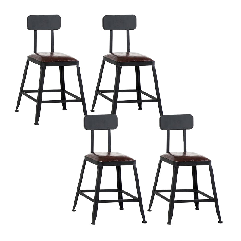 Industrial Armless Counter Stool Iron Milk Tea Shop Bar Stool with Cushion and Pedal With Back 4 Piece Set Short Stool(18"H) Clearhalo 'Bar Furniture' 'Bar Stools' 'bar_stools' 'furn' 'furn_bar_stools' 'Furniture' 'Kitchen & Dining Furniture' 5173194