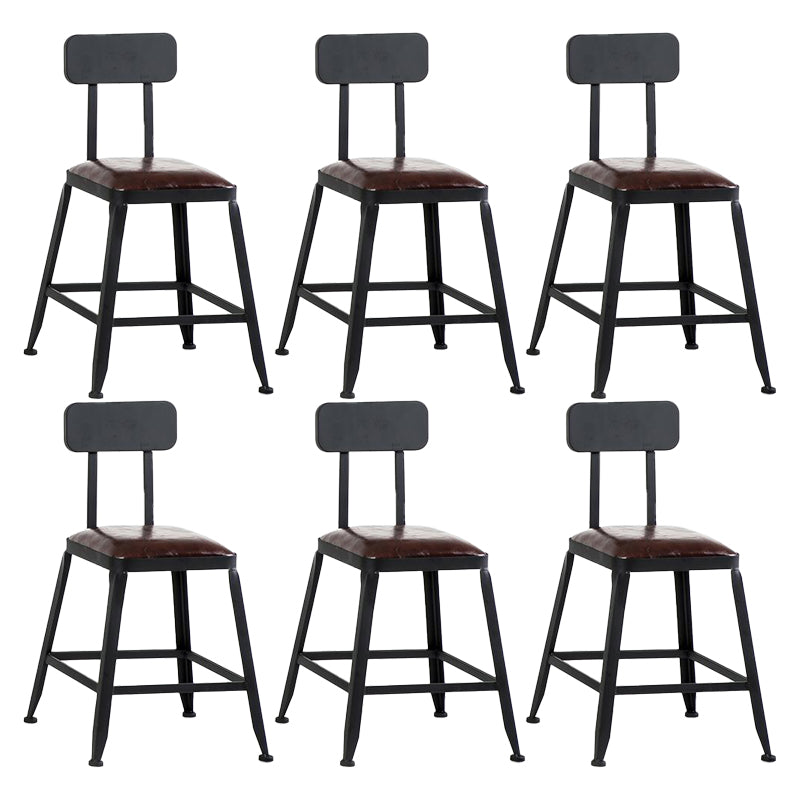 Industrial Armless Counter Stool Iron Milk Tea Shop Bar Stool with Cushion and Pedal With Back 6 Piece Set Short Stool(18"H) Clearhalo 'Bar Furniture' 'Bar Stools' 'bar_stools' 'furn' 'furn_bar_stools' 'Furniture' 'Kitchen & Dining Furniture' 5173196