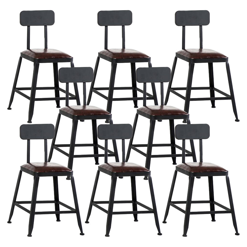 Industrial Armless Counter Stool Iron Milk Tea Shop Bar Stool with Cushion and Pedal With Back 8 Piece Set Short Stool(18"H) Clearhalo 'Bar Furniture' 'Bar Stools' 'bar_stools' 'furn' 'furn_bar_stools' 'Furniture' 'Kitchen & Dining Furniture' 5173199