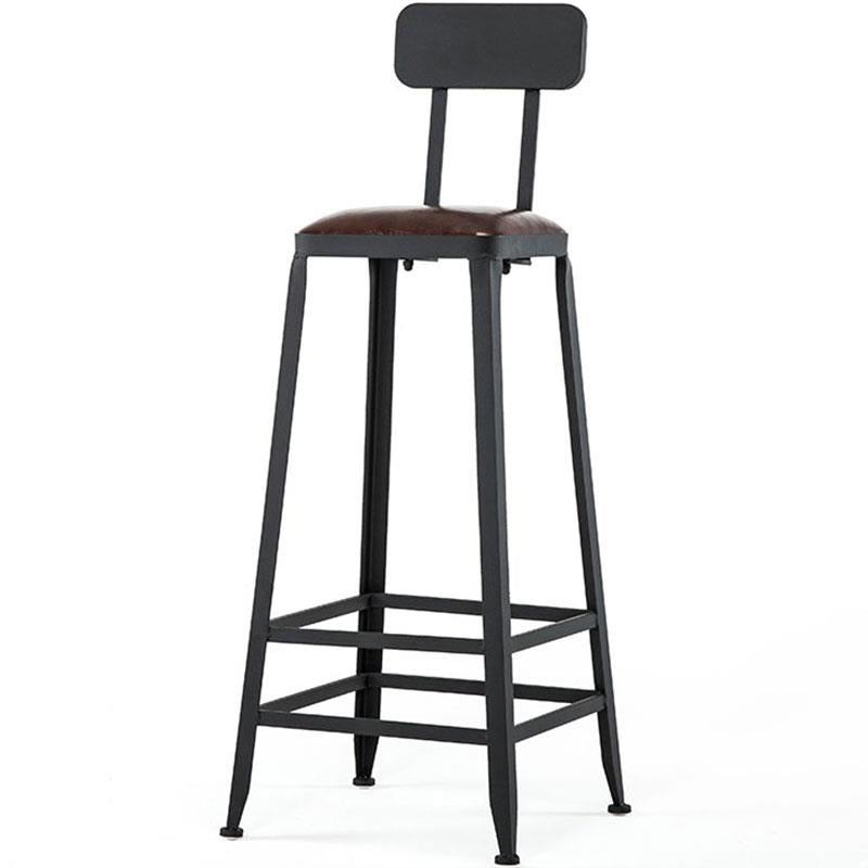Industrial Armless Counter Stool Iron Milk Tea Shop Bar Stool with Cushion and Pedal Clearhalo 'Bar Furniture' 'Bar Stools' 'bar_stools' 'furn' 'furn_bar_stools' 'Furniture' 'Kitchen & Dining Furniture' 5173201