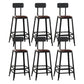 Industrial Armless Counter Stool Iron Milk Tea Shop Bar Stool with Cushion and Pedal With Back 6 Piece Set Counter Stool(26"H) Clearhalo 'Bar Furniture' 'Bar Stools' 'bar_stools' 'furn' 'furn_bar_stools' 'Furniture' 'Kitchen & Dining Furniture' 5173205