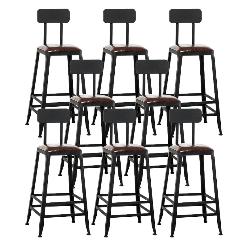 Industrial Armless Counter Stool Iron Milk Tea Shop Bar Stool with Cushion and Pedal With Back 8 Piece Set Counter Stool(26"H) Clearhalo 'Bar Furniture' 'Bar Stools' 'bar_stools' 'furn' 'furn_bar_stools' 'Furniture' 'Kitchen & Dining Furniture' 5173207