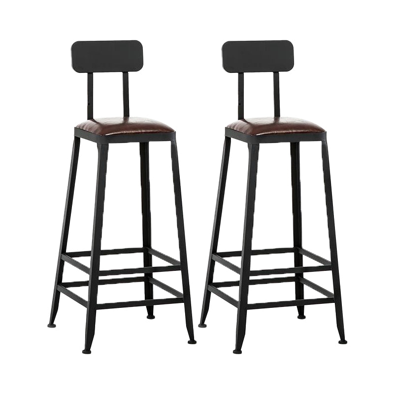 Industrial Armless Counter Stool Iron Milk Tea Shop Bar Stool with Cushion and Pedal With Back 2 Piece Set Bar Stool(30"H) Clearhalo 'Bar Furniture' 'Bar Stools' 'bar_stools' 'furn' 'furn_bar_stools' 'Furniture' 'Kitchen & Dining Furniture' 5173209